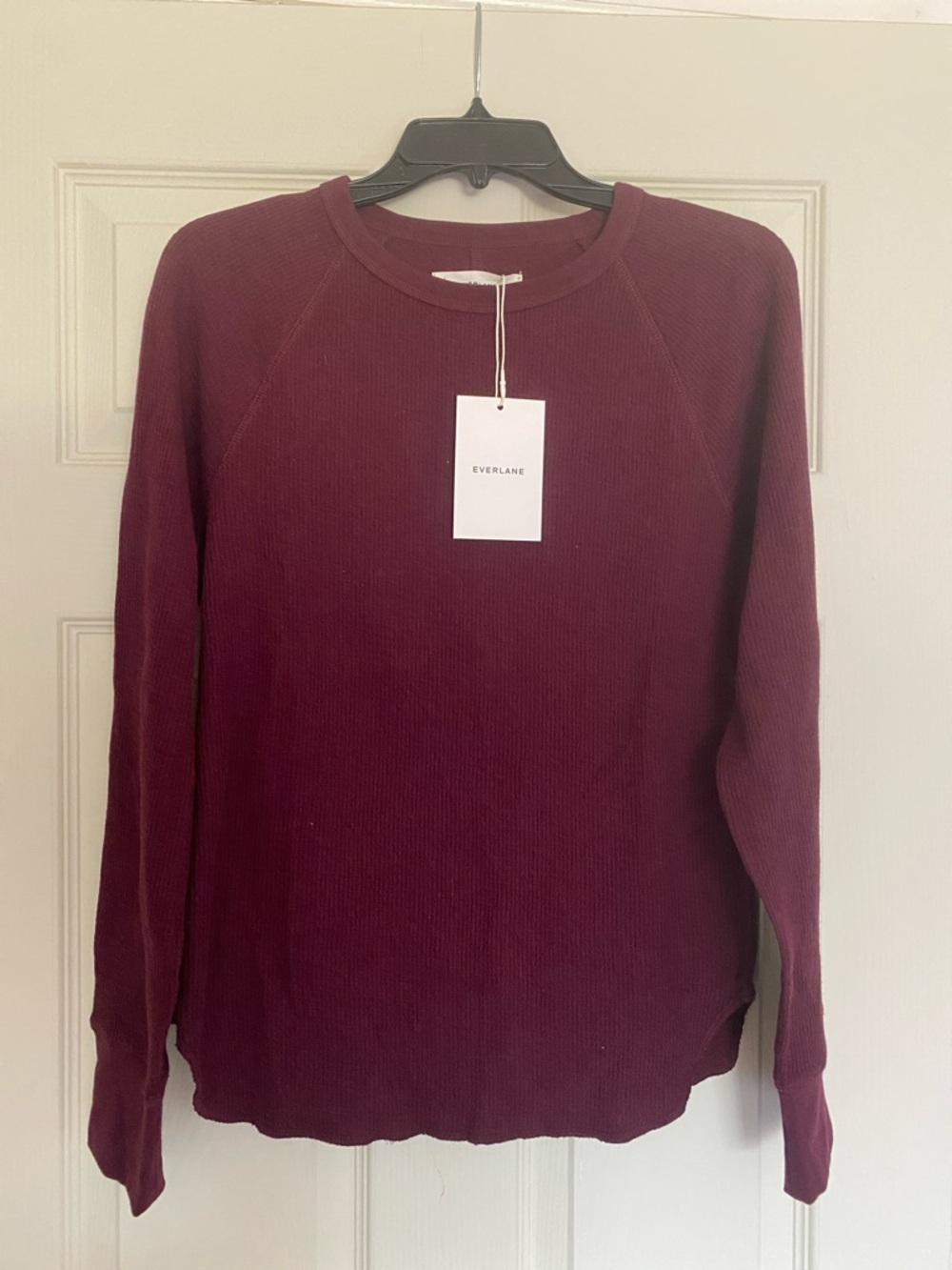 Everlane Luxe Long Sleeve Crewneck in Port